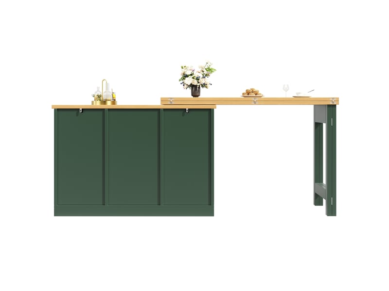  Table haute extensible 120 à 180 x 40 x 76 cm vert antique en mdf, avec rangement et fonction bar  - Conforama D