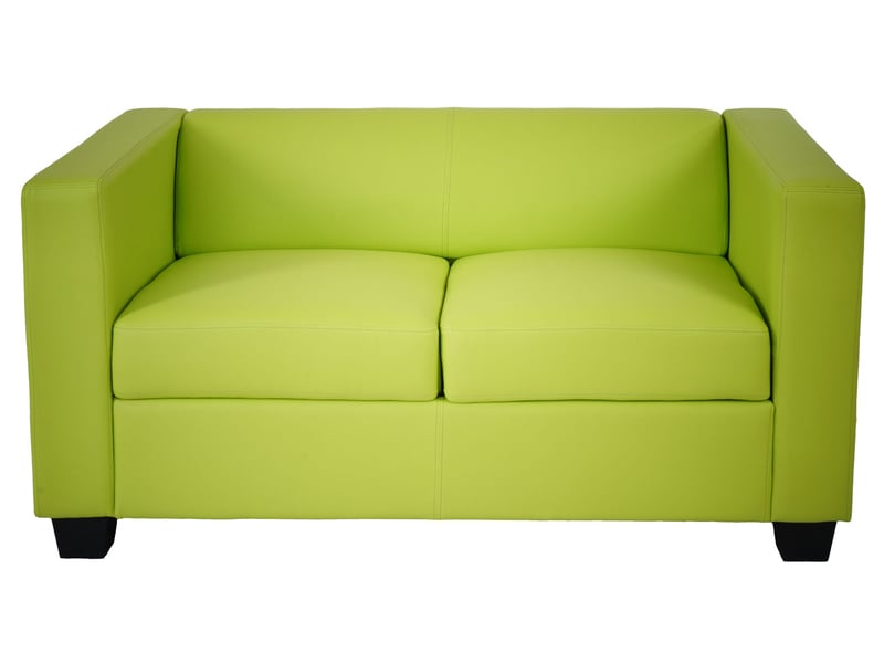  Canapé 2 places style lounge assise rembourrée et structure stable similicuir polyuréthane vert clair et contreplaqué de peuplier 04_0011451  - Conforama C