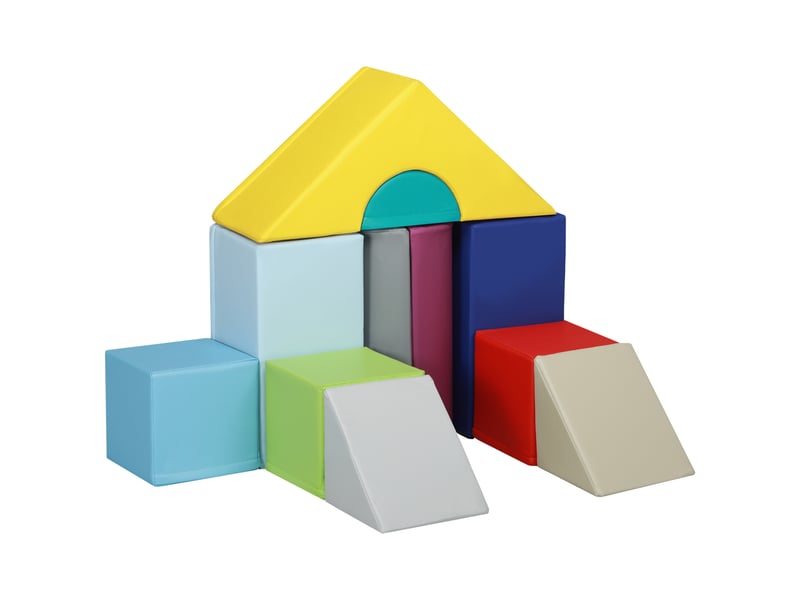  Parcours de motricité bébé 11pcs, module motricité bébé en mousse avec housse en polyuréthane et remplissage en epe, multicolore  - Conforama A
