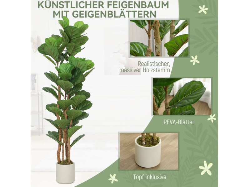  Arbre à figuiers artificiel avec 71 feuilles pour un vert naturel tout au long de l'année  - Conforama D
