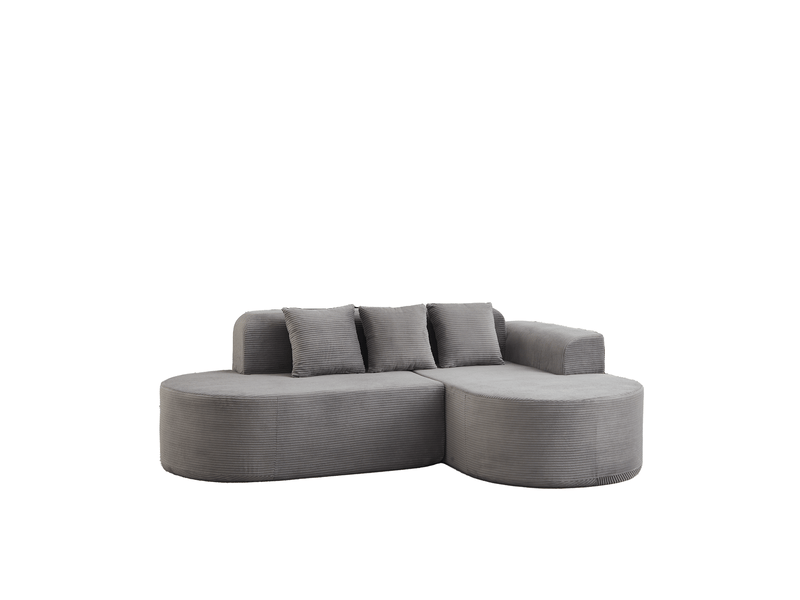 Canapé d'angle, canapé modulable, en velours tricoté, forme incurvée, design moderne, adapté à l'espace de vie, 220 cm - Conforama W