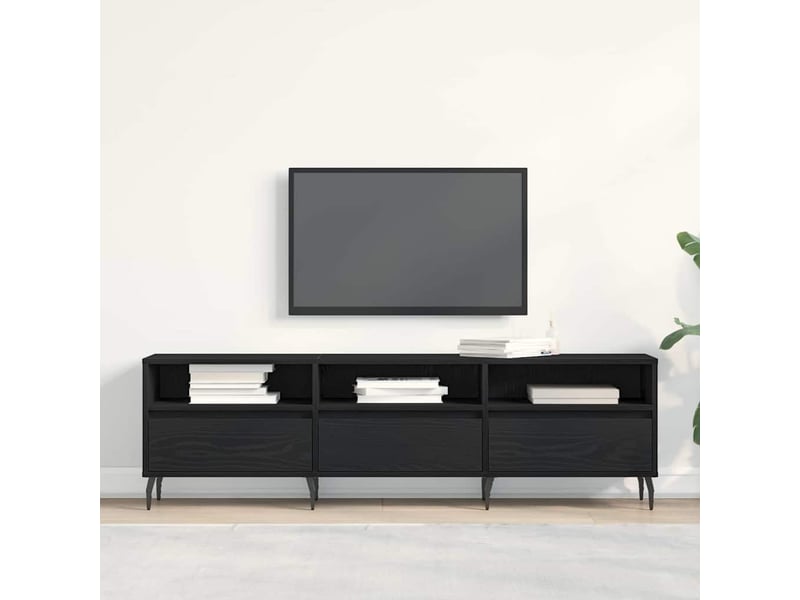  Meuble tv - banc tv - meuble de rangement 150 x 30 x 44,5 cm chêne noir bois d'ingénierie  - Conforama B