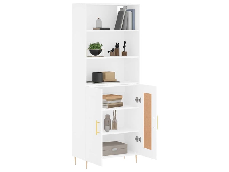  Buffet haut - bahut - meuble de rangement blanc 69,5x34x180 cm bois d'ingénierie  - Conforama C
