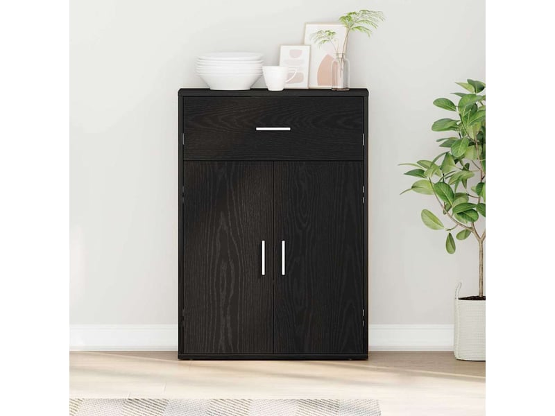 Buffet - bahut - meuble de rangement chêne noir 60 x 30 x 84 cm bois d'ingénierie - Conforama B