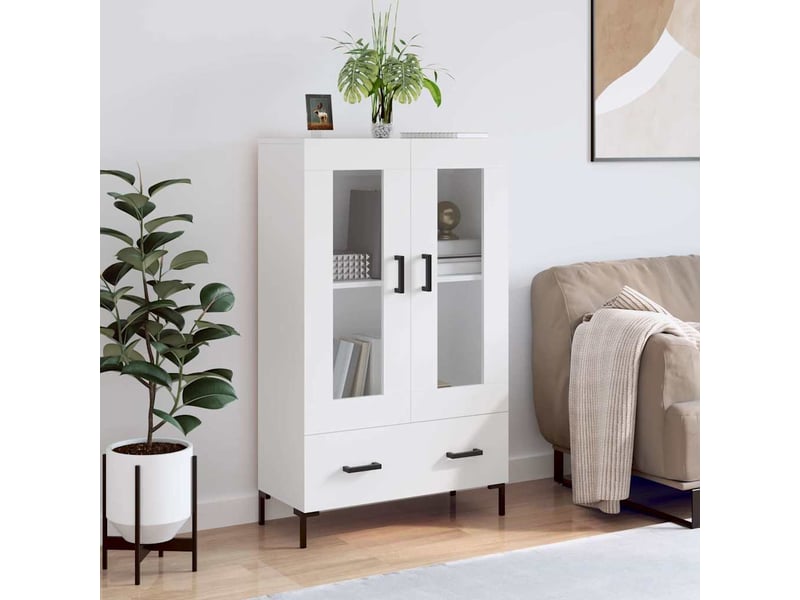  Buffet haut - bahut - meuble de rangement blanc 69,5x31x115 cm bois d'ingénierie  - Conforama B