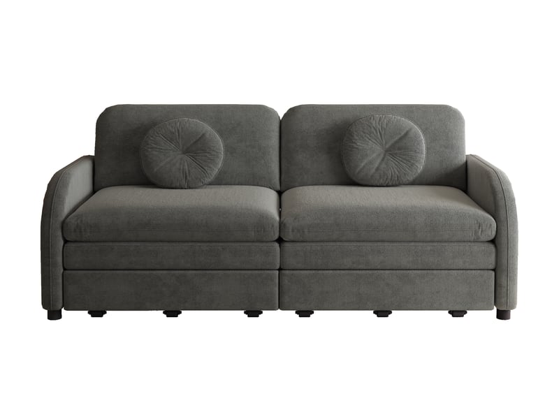  Canapé 2 places extensible 3-en-1 166 cm, fonction lit queen-size, chenille, gris  - Conforama A