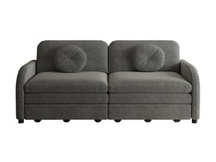 Canapé 2 places extensible 3-en-1 166 cm, fonction lit queen-size, chenille, gris