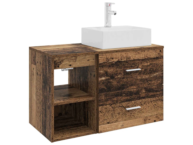  Ensemble de mobilier de salle de bain 2 pcs bois ancien shl7323  - Conforama A