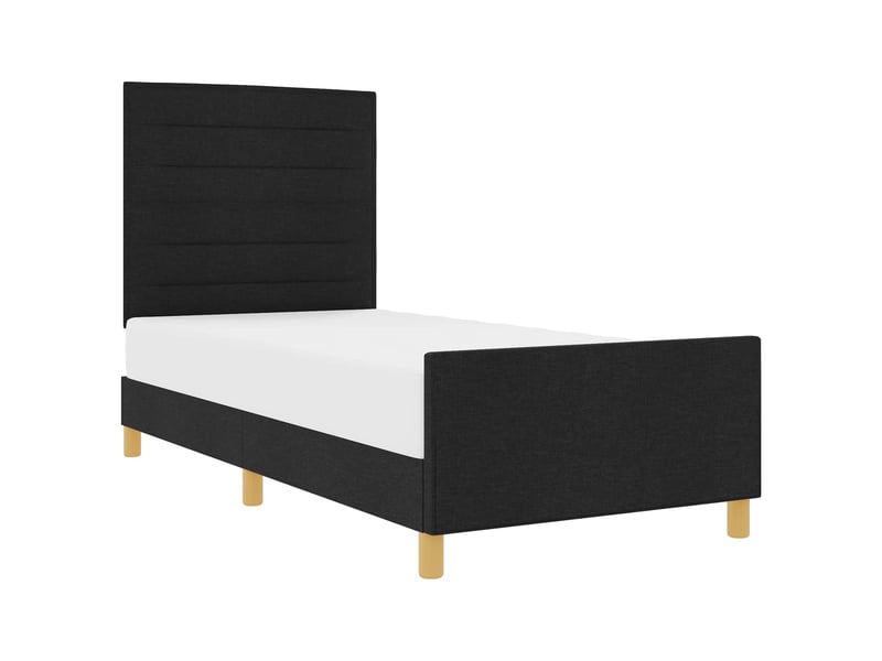  Lit simple- lit adulte -  cadre de lit avec tête de lit noir 80 x 200 cm tissu  - Conforama A