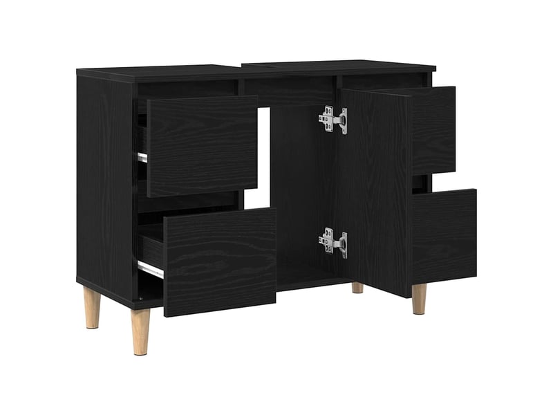  Meuble de lavabo de salle de bain, armoire de bain chêne noir 80 x 33 x 60 cm cf65536  - Conforama E