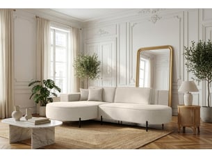 Canapé d'angle parma studio hills, pour salon, tissu quelle, gauche, crème (02)