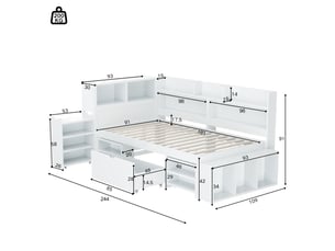 Lit avec rangement 90x190 cm   blanc coloris blanc