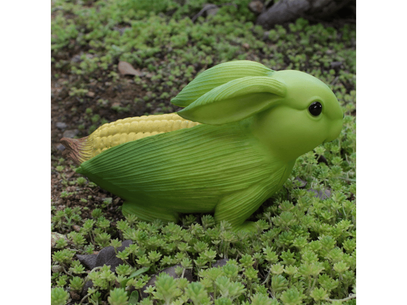  Statue de lapin mignon pour jardin, adorables figurines de lapin de maïs en résine pour décoration de jardin, terrasse, pelouse  - Conforama E