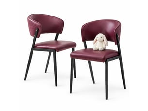 Lot de 2 chaises de salle à manger rembourrées en polyuréthane rouge avec pieds en métal