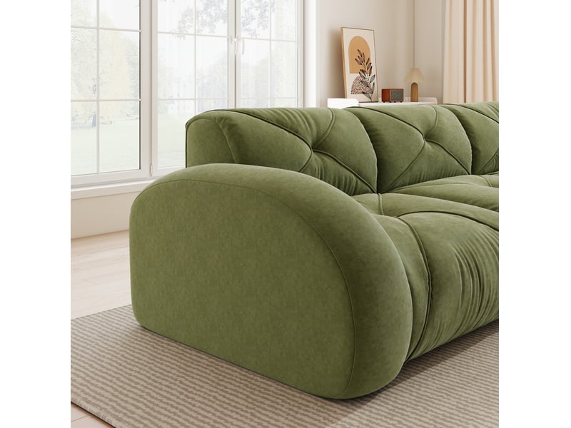 Canapé modulable en u 3 places vert en tissu, avec 2 poufs, sans montage, pour vos moments de détente - Conforama E