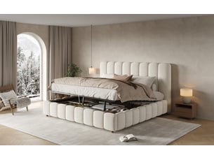 Lit coffre 180x200 cm <strong>SEYAKANY</strong>  <strong></strong> coloris blanc