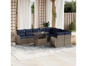 Vidaxl ensemble de canapé de jardin 10 pcs avec coussins gris résine tressée