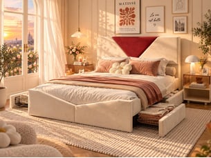 Lit 2 places 140x190 cm <strong></strong> <strong></strong> coloris beige