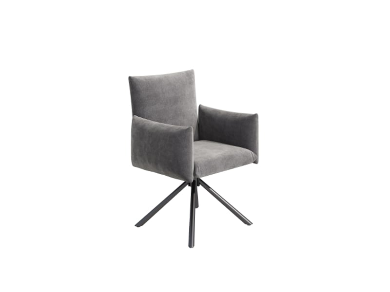  6 chaises salle à manger velours gris, pivotantes 360°, soutien lombaire, pieds métal – salon et bureau  - Conforama A