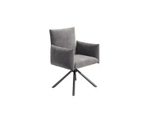 6 chaises salle à manger velours gris, pivotantes 360°, soutien lombaire, pieds métal – salon et bureau