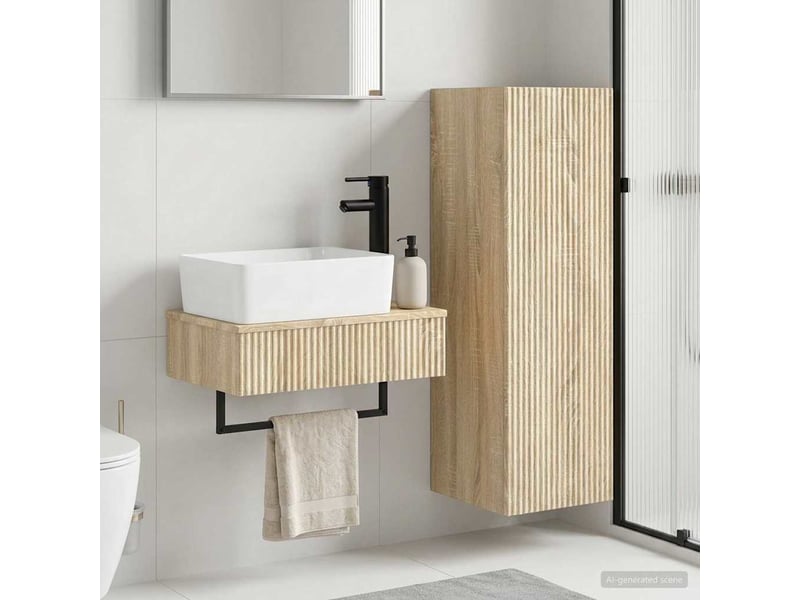  Ensemble de mobilier de salle de bain 2 pcs chêne sonoma shl3352  - Conforama B
