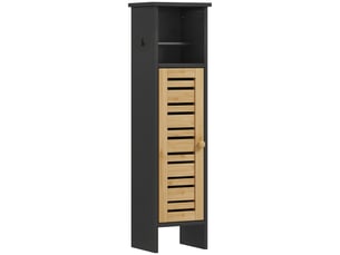Meuble de salle de bain avec support papier toilette barre amovible 3 niveaux + sortie papier, bambou noir, 78h cm
