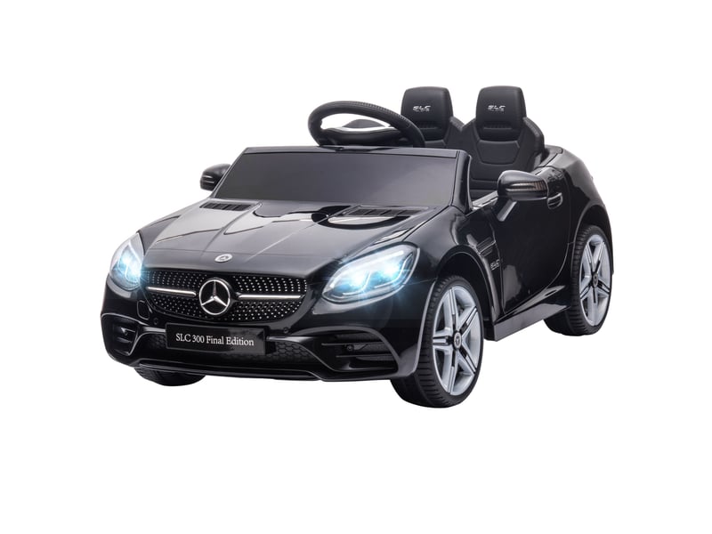  Voiture électrique pour enfants, avec phares led, ceinture de sécurité, klaxon, musique, 3-5 kmh, noire, 107 x 62,5 x 44 cm  - Conforama B