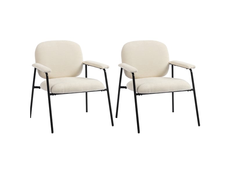  Lot de 2 fauteuils en chenille avec accoudoirs rembourrés homvra  - Conforama A