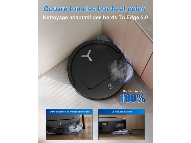  ECOVACS DEEBOT T50 Omni Gen3 Set Robot Aspirateur Laveur, 25000Pa, TruEdge 2.0, ZeroTangle 3.0, 81mm 25000Pa, AIVI 3D 2.0, 81mm - Conforama C