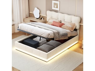 Lit coffre 140x190 cm <strong>BRILVERDE </strong> <strong></strong> coloris beige