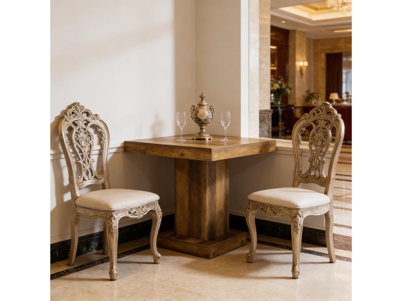  Table à manger carrée 1 à 4 places gain de place - lpospi - surface anti-rayures mdf marron 80 × 80 × 75 cm  - Conforama C