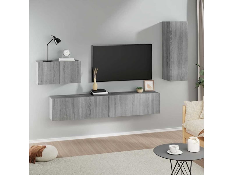  Ensemble de meubles tv 4 pcs sonoma gris bois d'ingénierie shl79405  - Conforama B