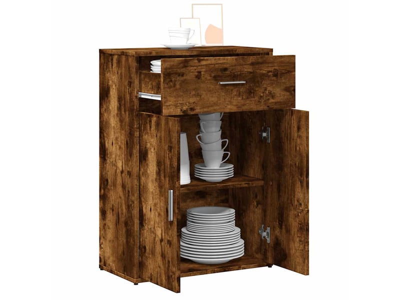  Buffet - bahut - meuble de rangement chêne fumé 60x30x84 cm bois d'ingénierie  - Conforama D