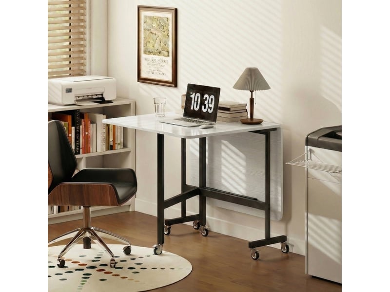  Table pliante mobile 120x80x73 cm extensible bois et métal blanc  - Conforama C