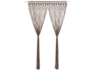 Rideau en macramé, rideau de porte taupe 140x240 cm coton cf43870