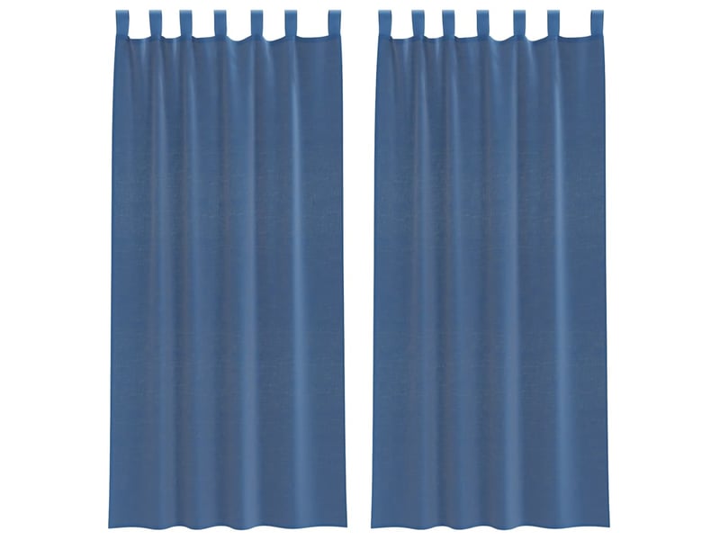  Lot de 2 rideaux en voile, voilages avec boucles bleu royal 140x245 cm cf44295  - Conforama A