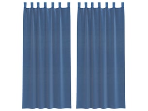 Lot de 2 rideaux en voile, voilages avec boucles bleu royal 140x245 cm cf44295