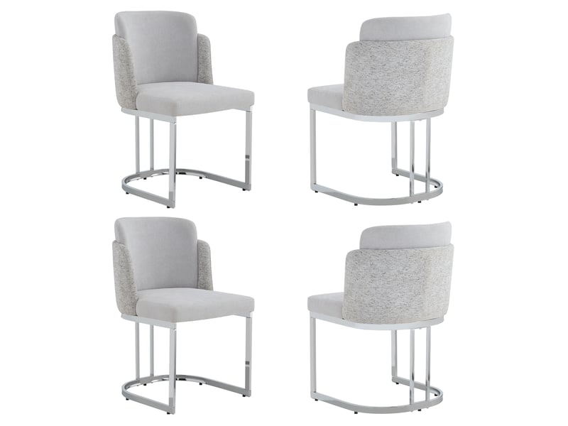  Lot de 4 chaises de salle a manger 61.5×53.5× 86cm gris et argent, structure en métal, double dossier design  - Conforama A