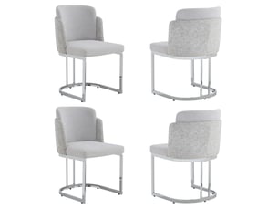 Lot de 4 chaises de salle a manger 61.5×53.5× 86cm gris et argent, structure en métal, double dossier design