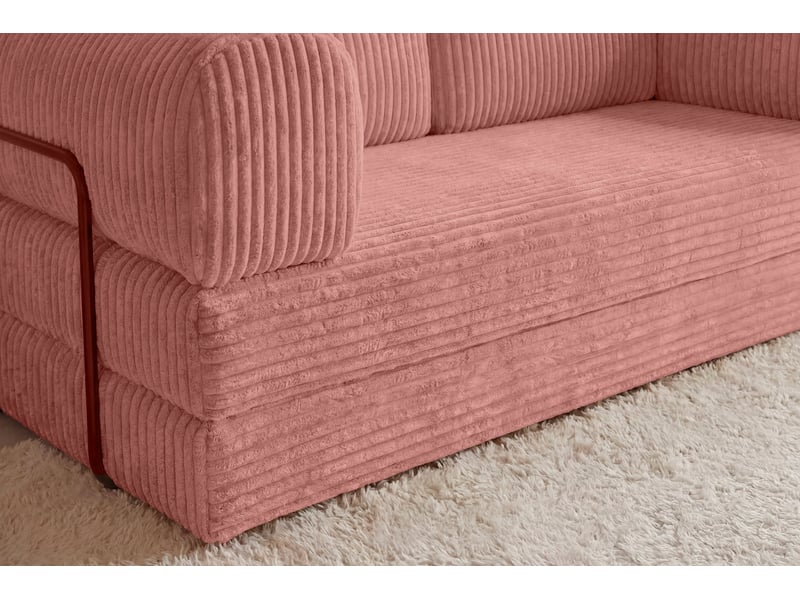  Cosima - canapé droit convertible gros velours côtelé 3 places rose  - Conforama E