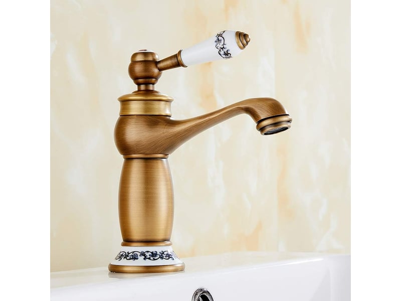 Mitigeur lavabo salle de bain robinet antique en laiton cromé vintage monocommande en céramique pour évier de cuisine salle de bain (antiqué)  - Conforama D