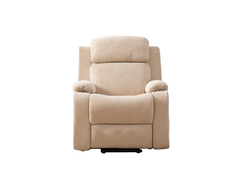 Fauteuil releveur électrique kaki clair avec massage, chauffage et porte-gobelets - Conforama A