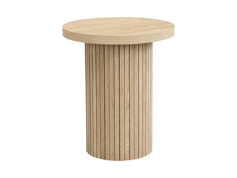  Ensemble de 2 tables basses rondes de tailles différentes, en mdf couleur bois naturel, avec pieds en lattes de bois  - Conforama E