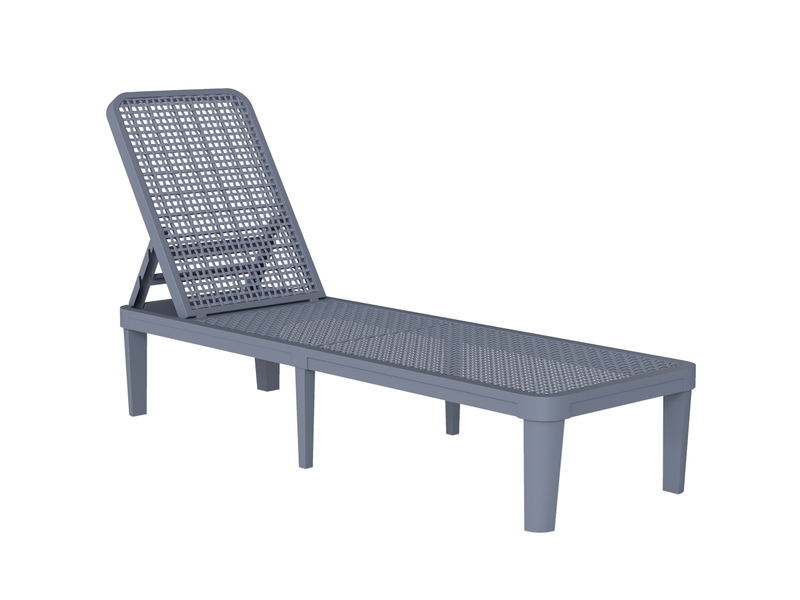  Chaise longue de jardin inclinable avec dossier réglable 4 positions et structure en pp 191 x 55 x 35,5 cm gris foncé  - Conforama A