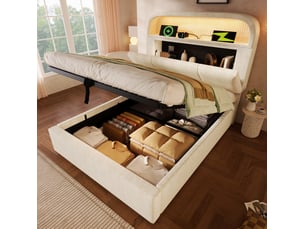 Lit coffre 90x200 cm VIVRYN coloris beige