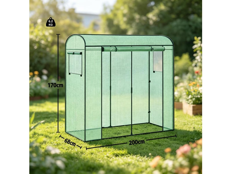  Serre de jardin 200x68x170 cm couverture en polyéthylène métal verte  - Conforama E