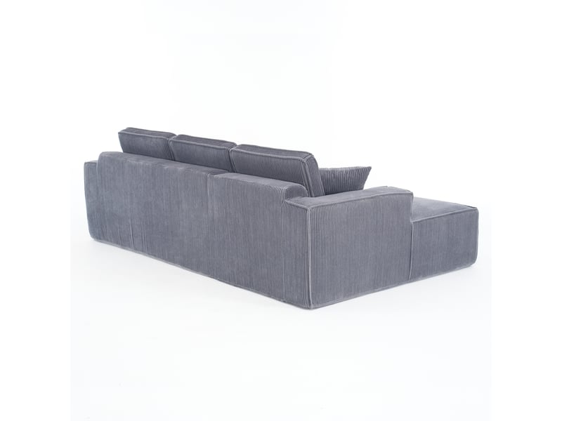 Canapé d’angle l modulable gris en velours côtelé avec méridienne 3 places mousse hd - Conforama E