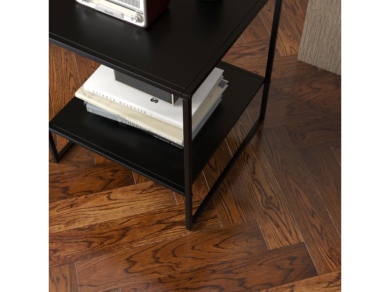  Table basse d'appoint carrée style industriel en métal noir avec une étagère - 40 x 40 x 45 cm noir  - Conforama W