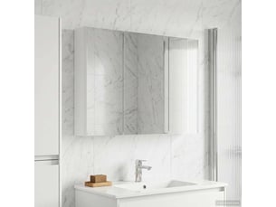 Armoire miroir salle de bain, meuble de rangement blanc 103.5x15.5x70 cm