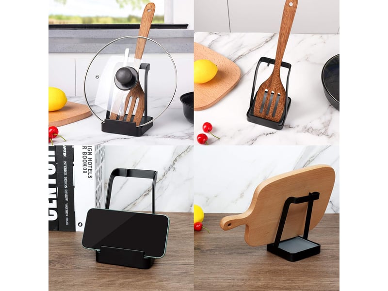 Support polyvalent pour couvercle de casserole, spatule, planche à découper, repose-cuillère, ustensiles de cuisine, plateau d'égouttement, lavable - Conforama C